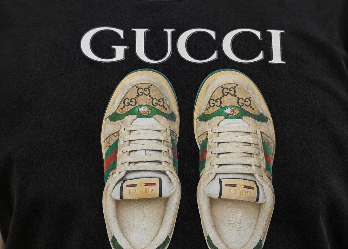 Women’s Gucci Sneakers Print T-Shirt – Black
