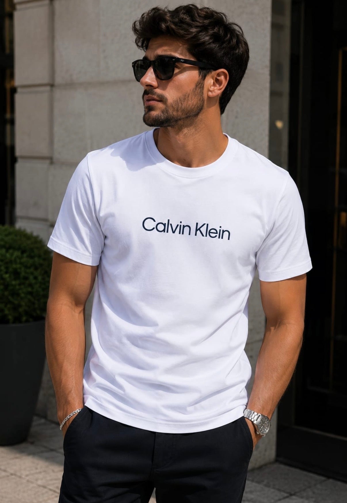 Tricou Calvin Klein Alb – Logo Frontal