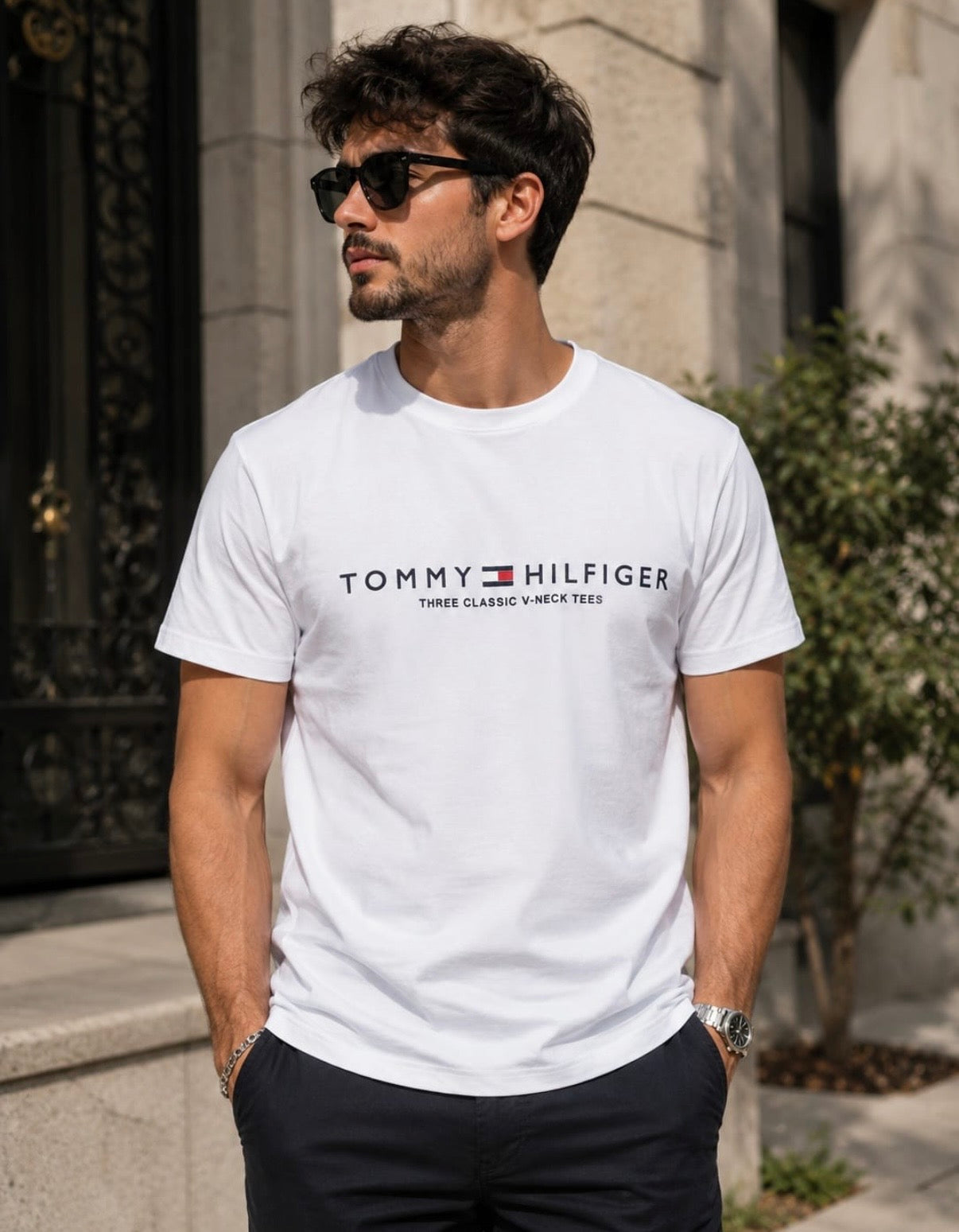 Tricou Tommy Hilfiger – Model Clasic Alb