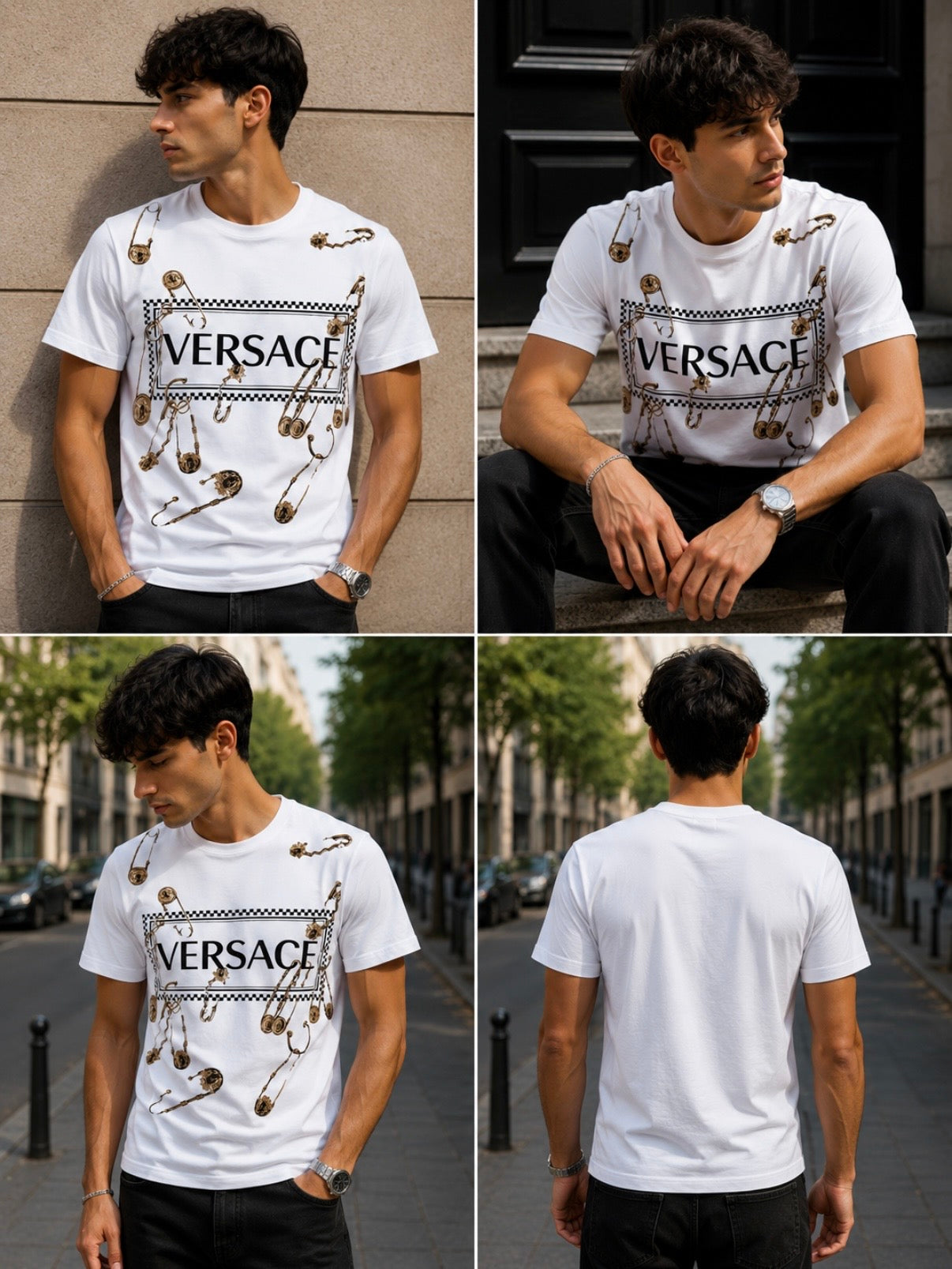Versace White Graphic Tee