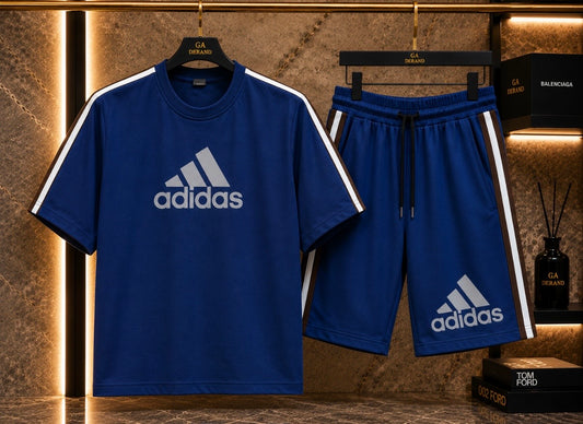 Compleu Bărbați Adidas Albastru – Tricou + Pantaloni Scurți