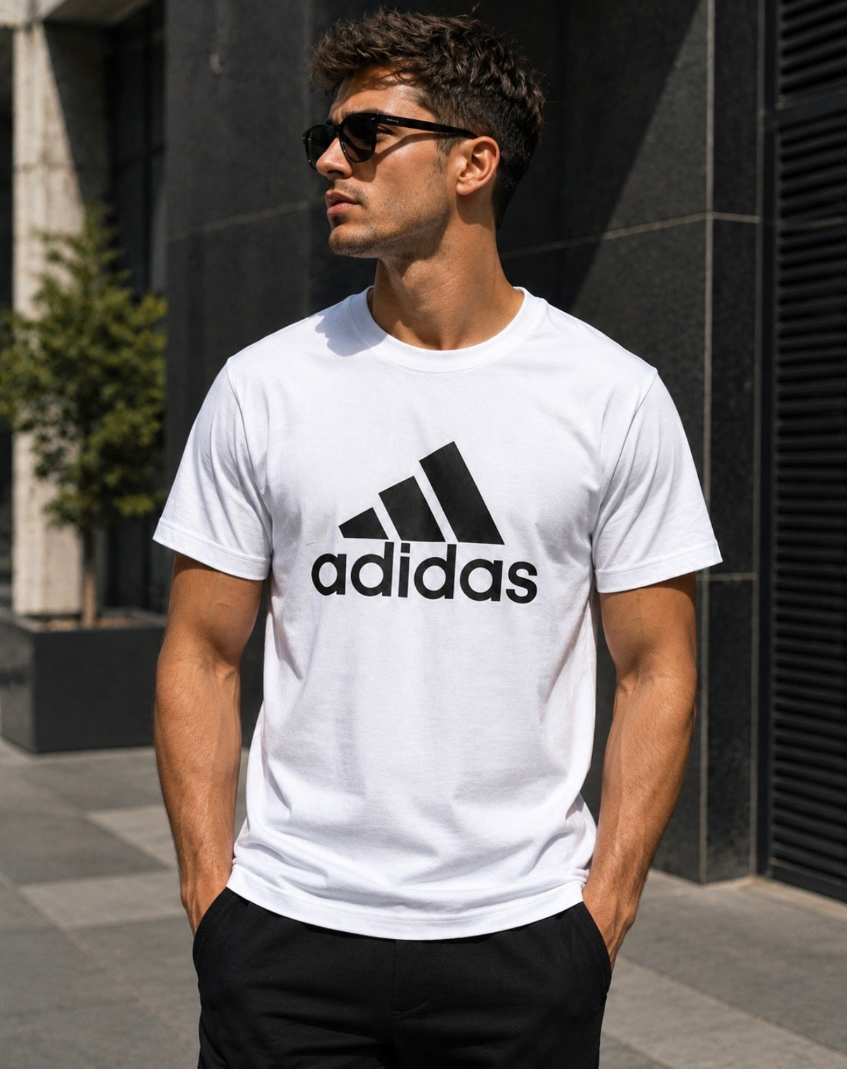 Adidas Classic Logo Tee – Alb