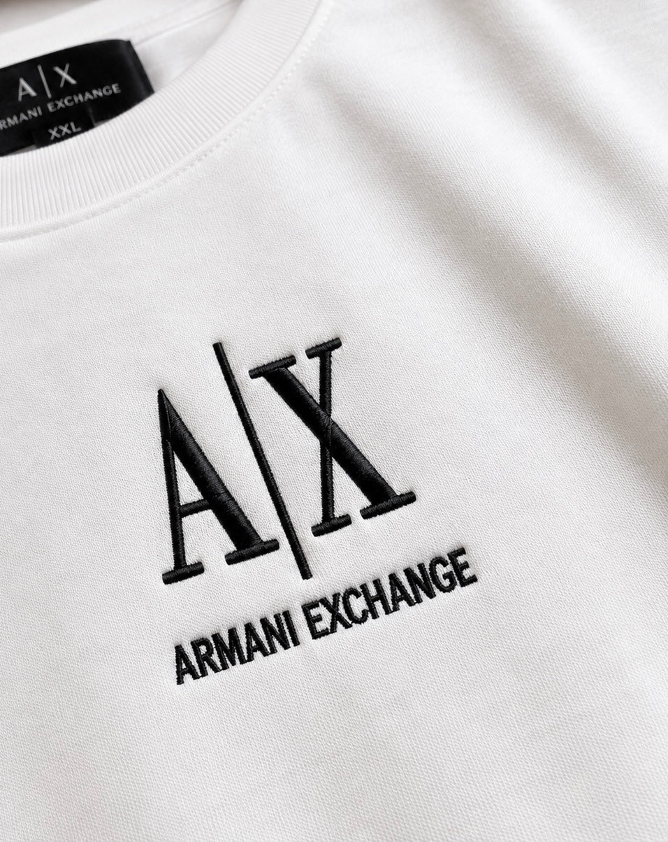 05-Armani Exchange Tricou alb cu logo brodat Bumbac Premium