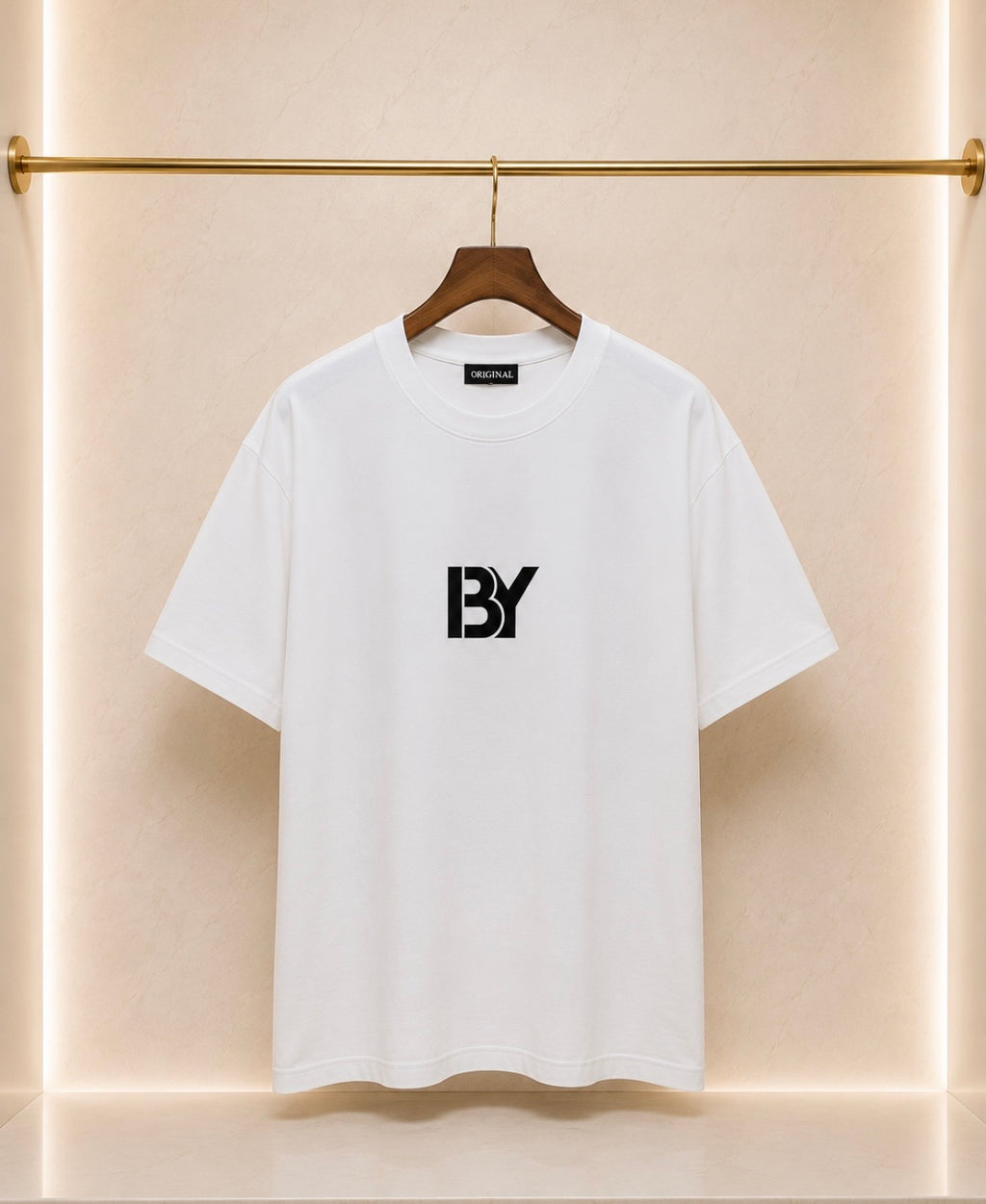 Made by Society Tricou Bărbați Alb – Logo BY Negru
