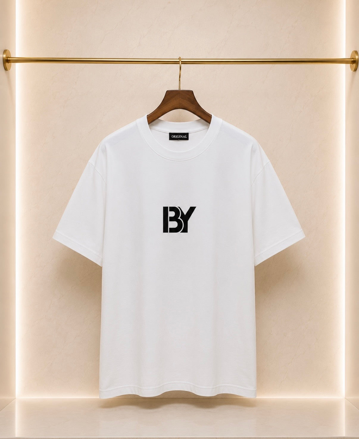 Made by Society Tricou Bărbați Alb – Logo BY Negru