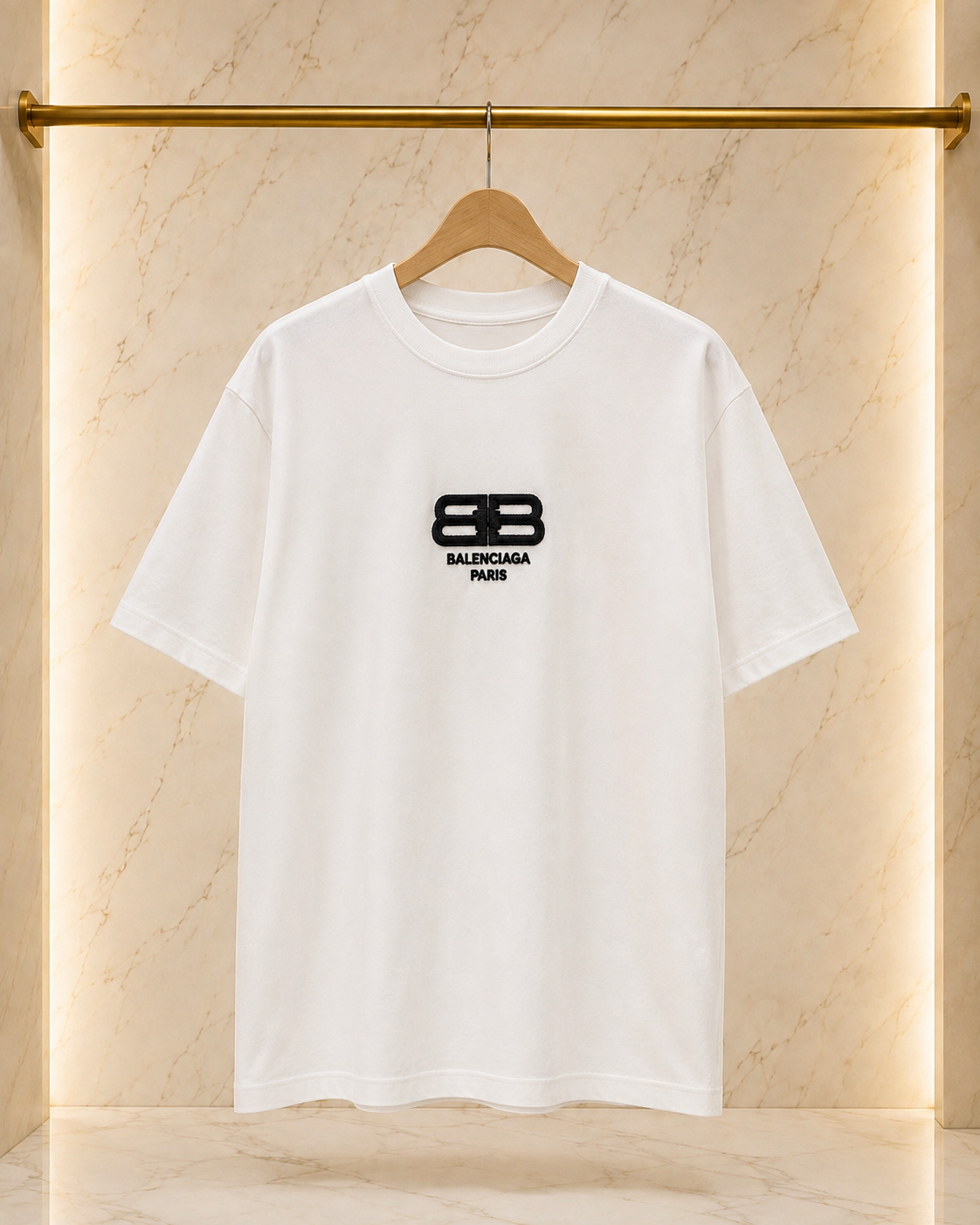Balenciaga Tricou Bărbați Alb – Logo Brodat