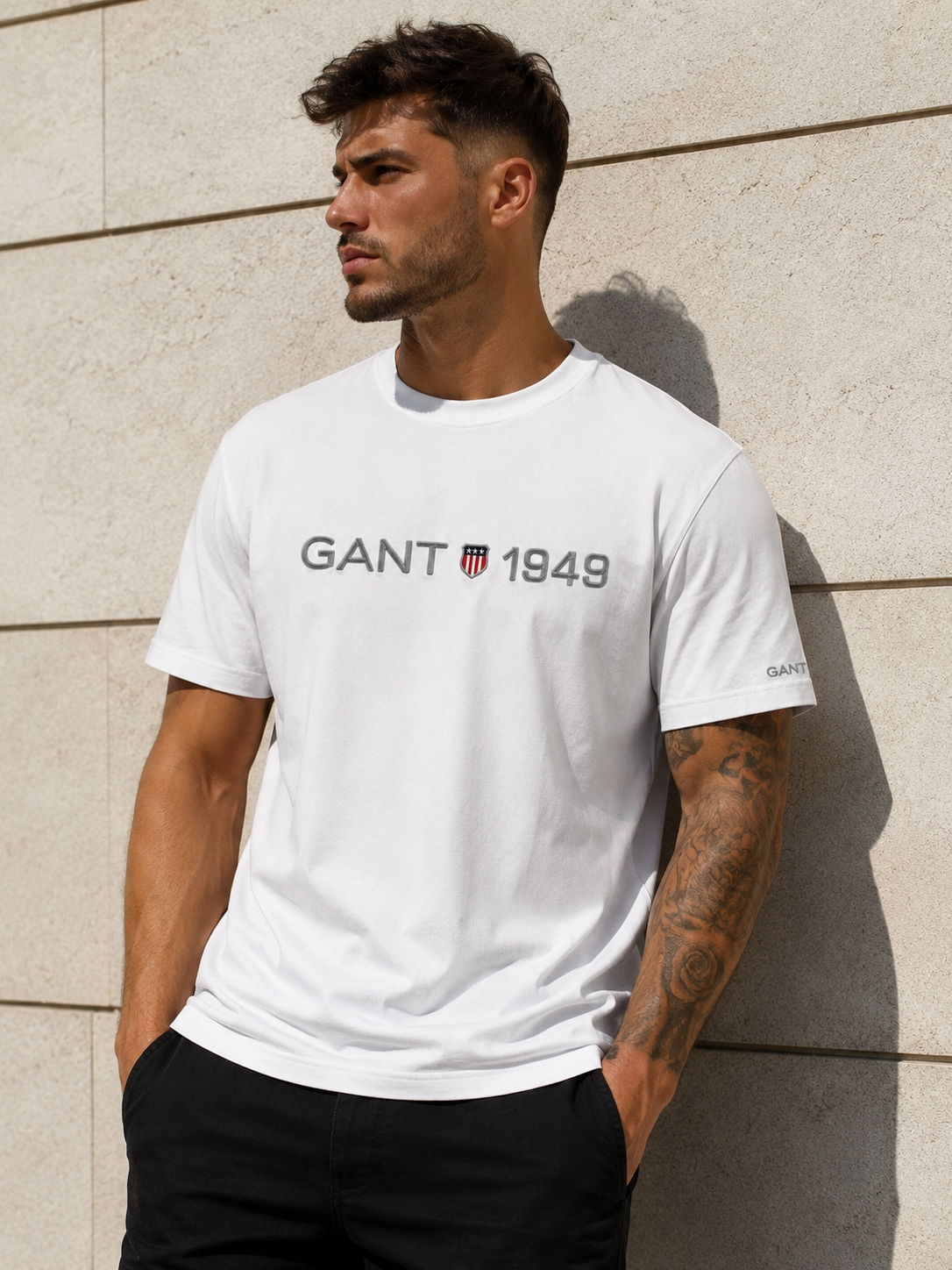 GANT Tricou Bărbați Alb 100% Bumbac Premium