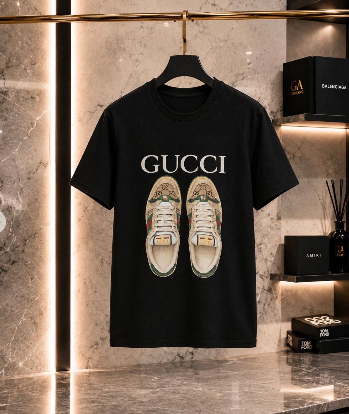 Women’s Gucci Sneakers Print T-Shirt – Black