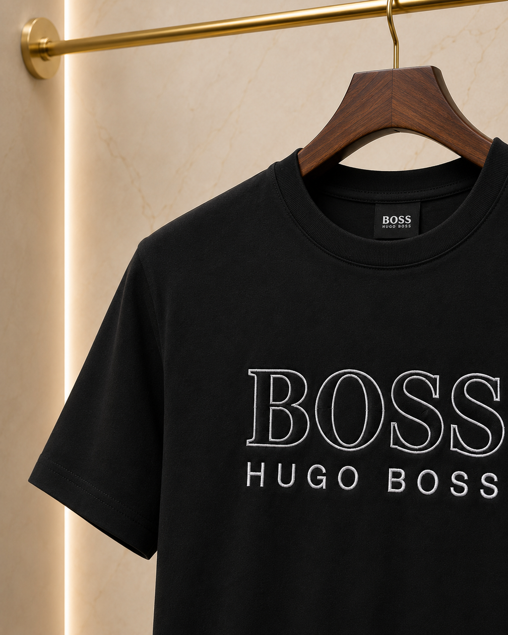 Hugo Boss – Tricou bărbătesc negru cu logo brodat
