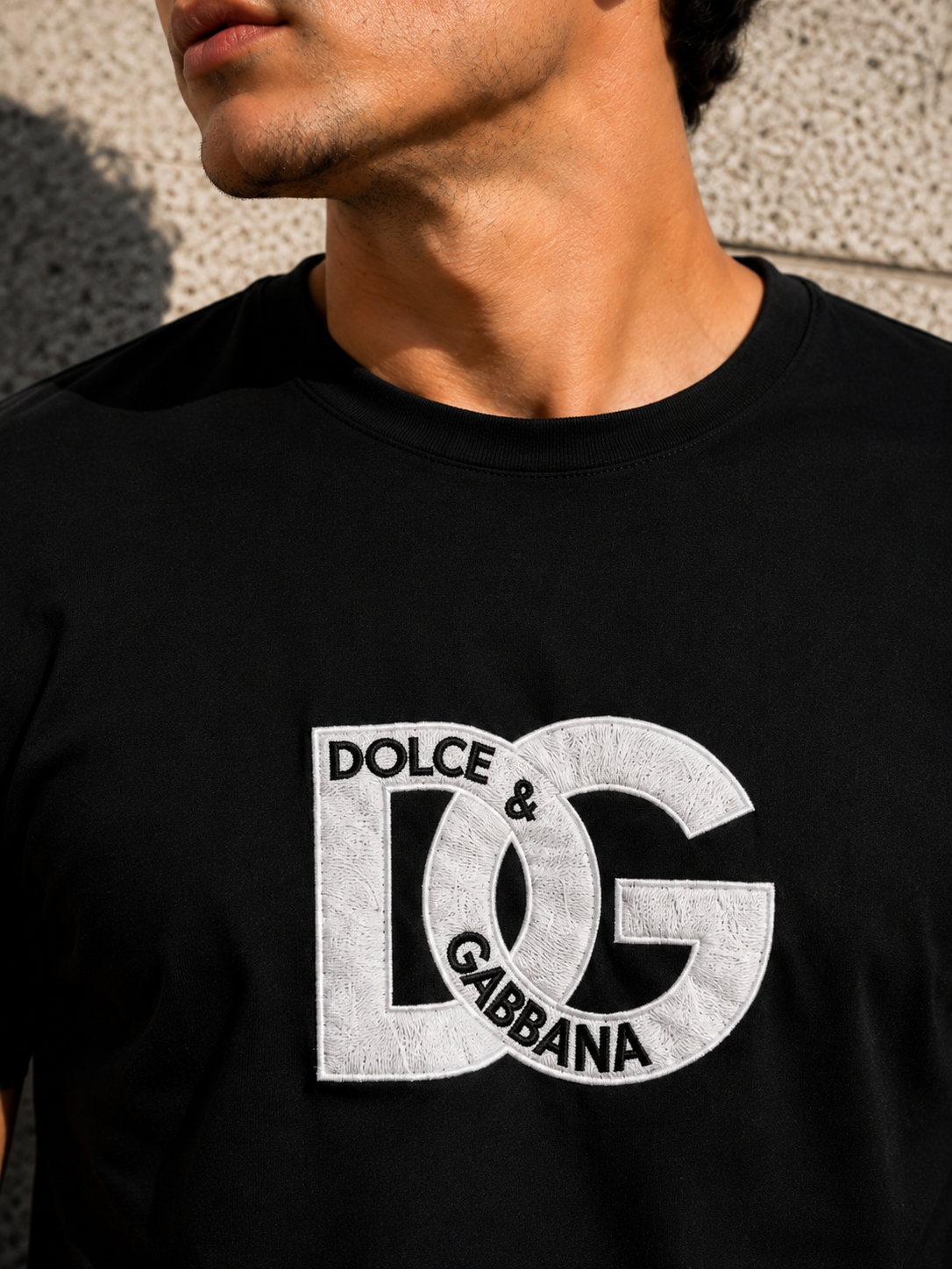 Dolce & Gabbana – Tricou bărbătesc negru cu logo DG brodat