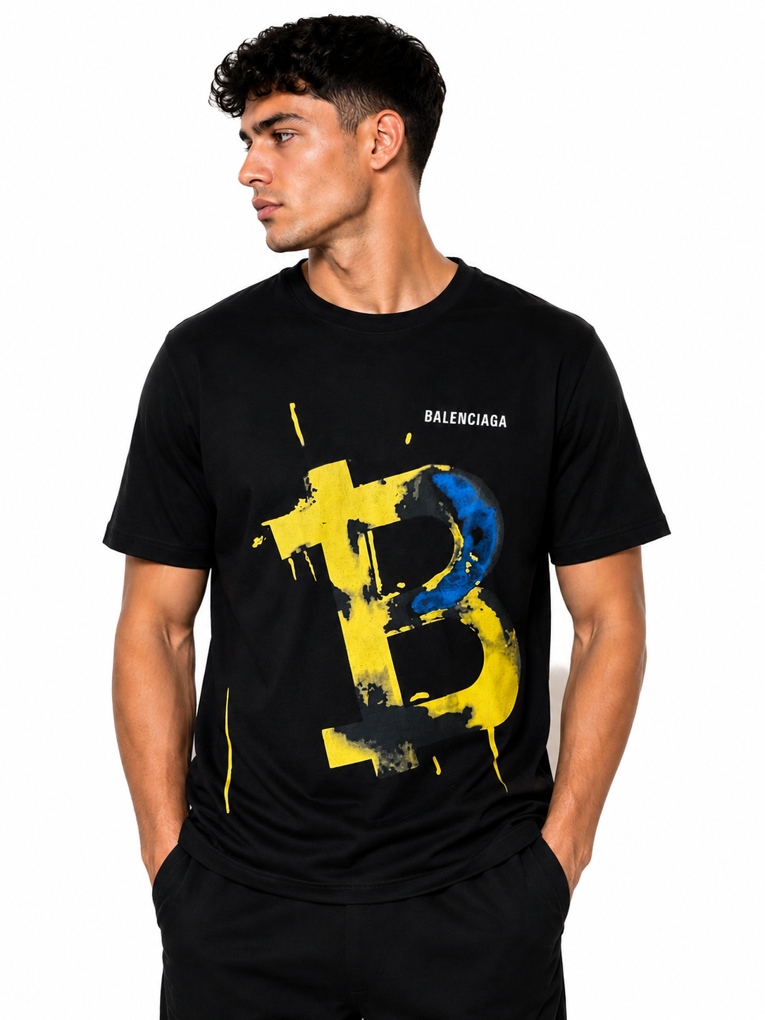Balenciaga – Tricou bărbătesc negru din bumbac premium