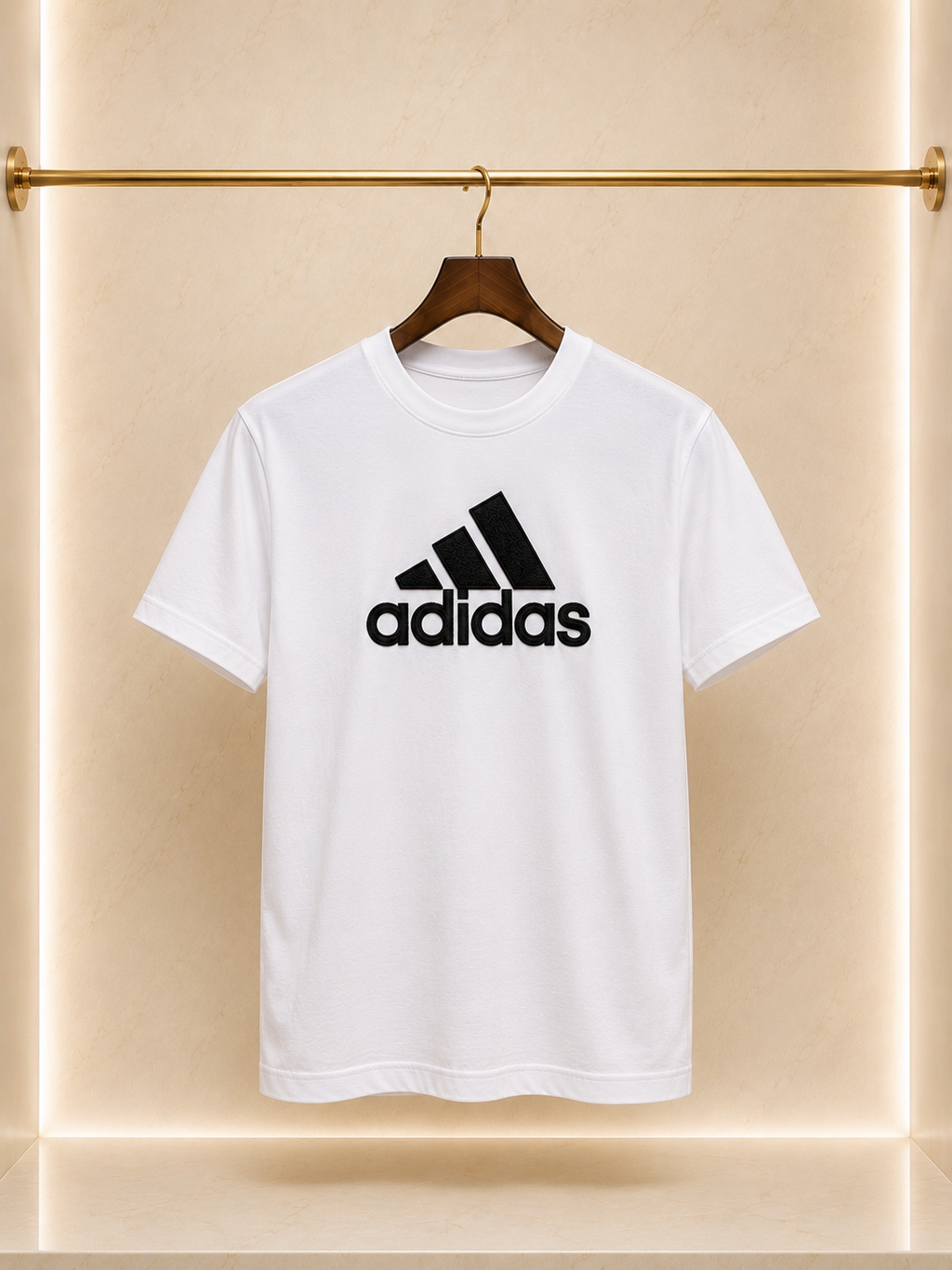 Adidas – Tricou bărbătesc alb cu logo brodat