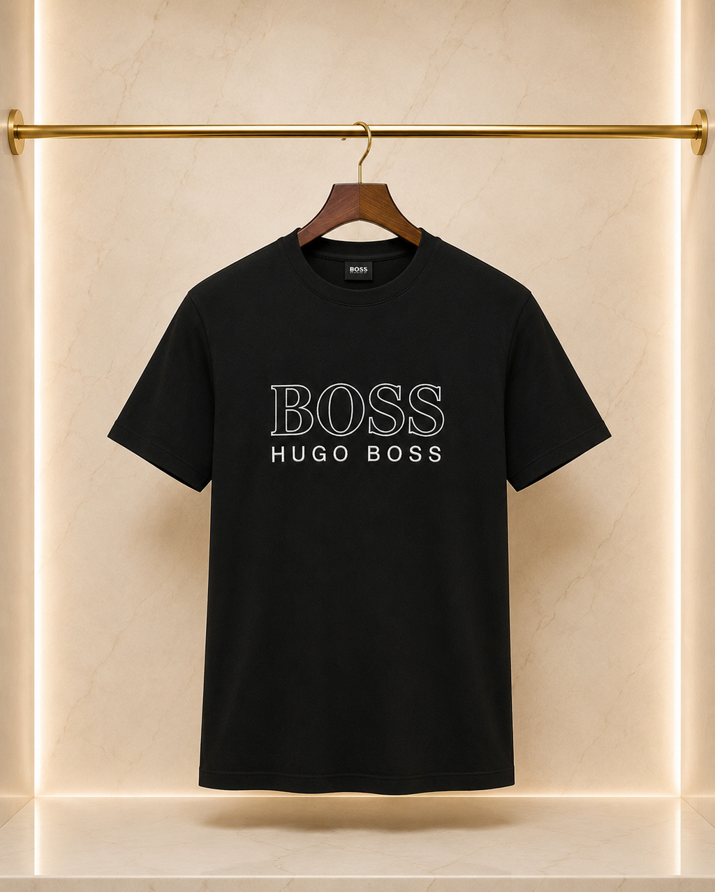 Hugo Boss – Tricou bărbătesc negru cu logo brodat