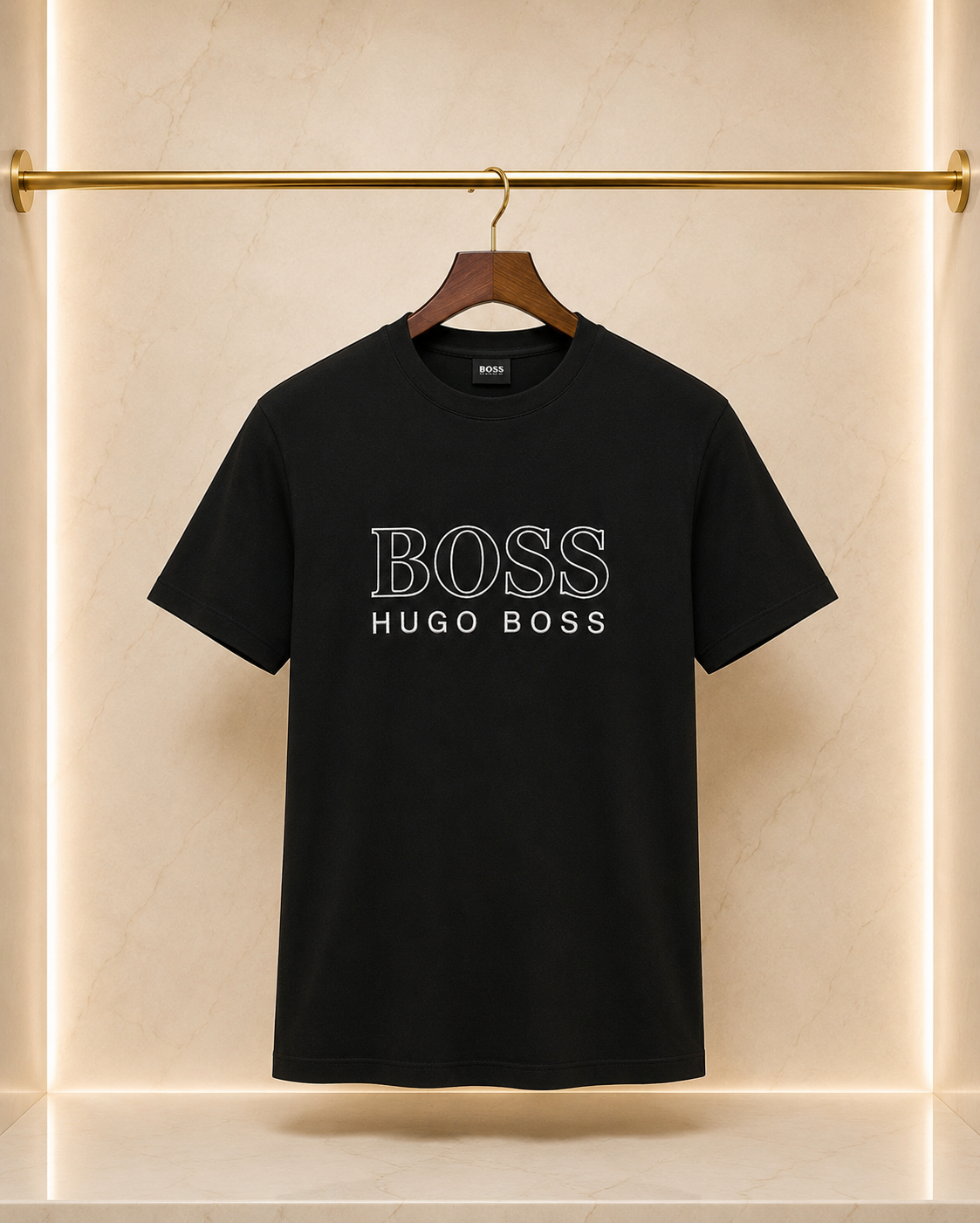 Hugo Boss – Tricou bărbătesc negru cu logo brodat