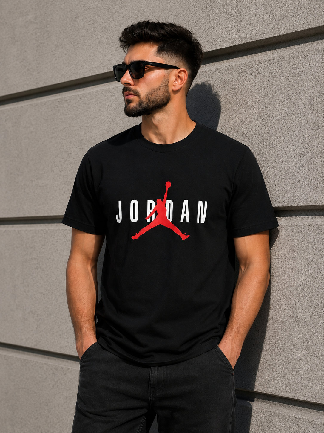 Jordan – Tricou bărbătesc negru cu logo imprimat
