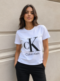 Woman Calvin Klein – Tricou alb cu logo CK