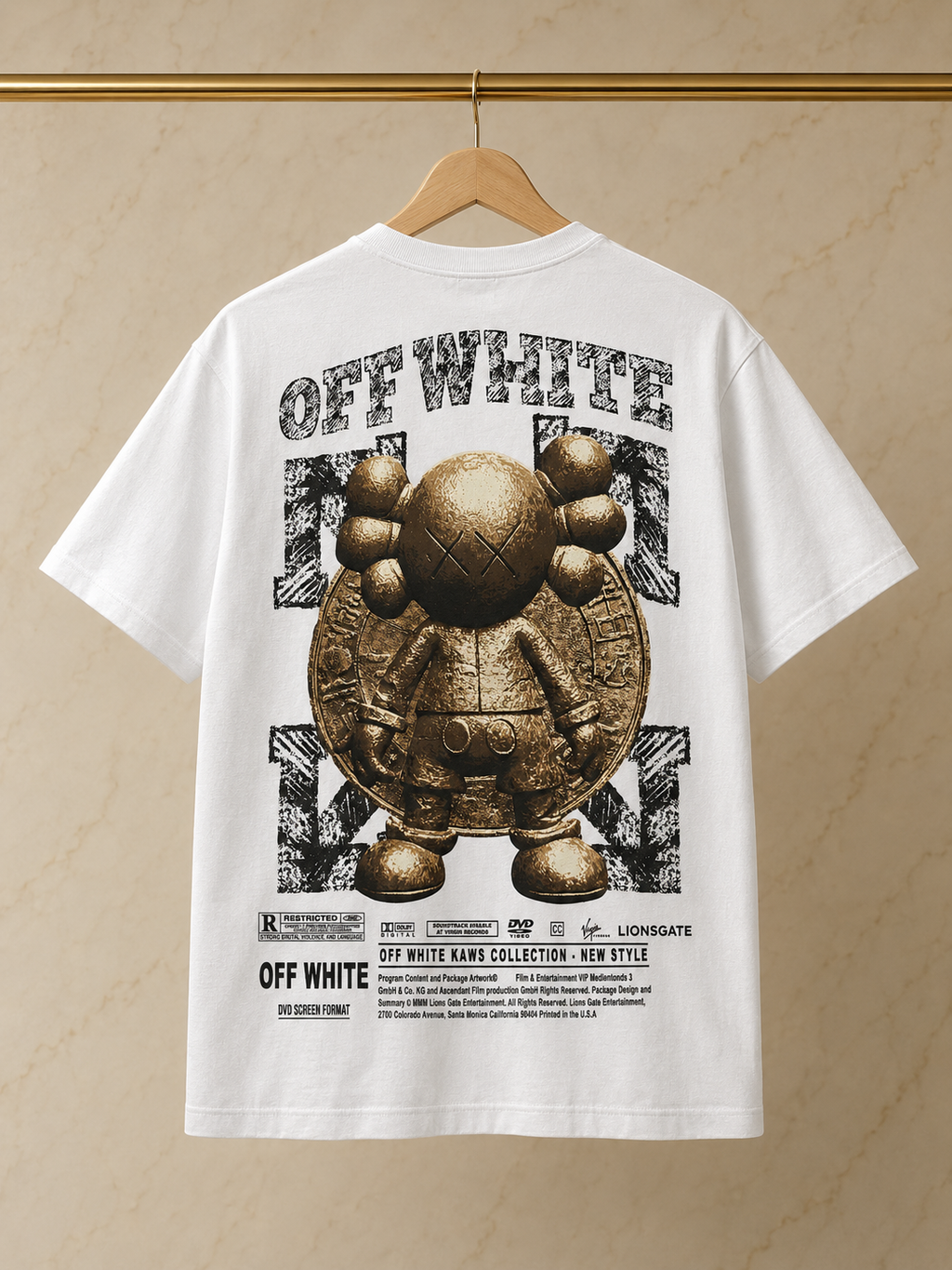 Off-White – Tricou Premium Alb cu Imprimeu KAWS
