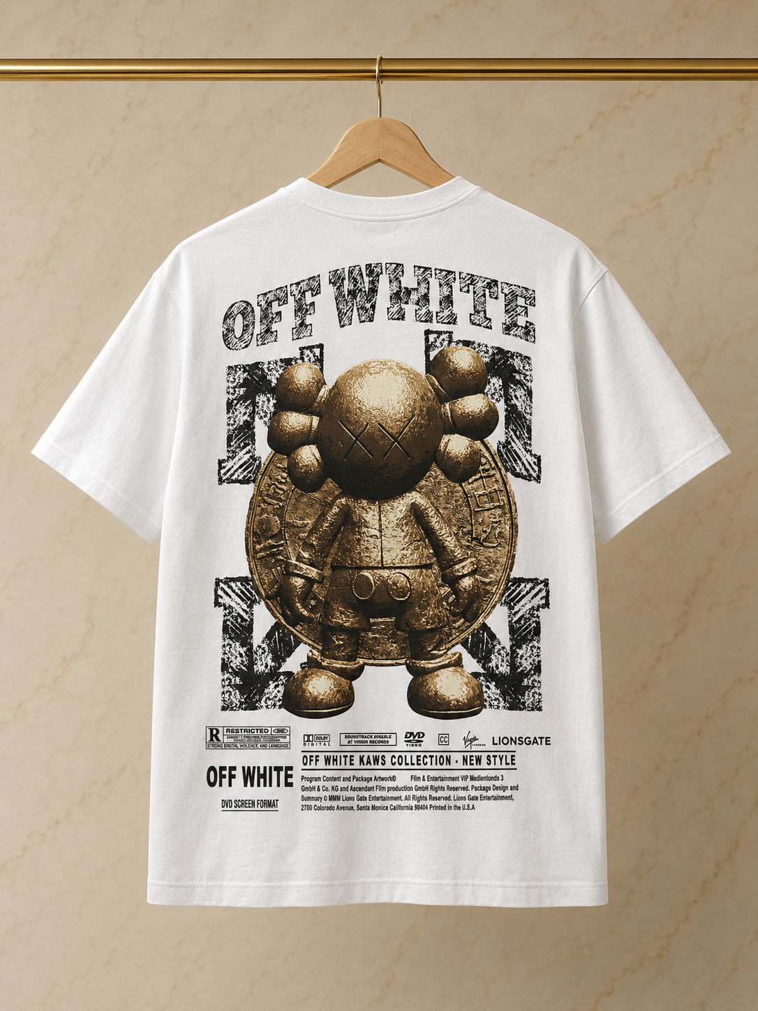 Off-White – Tricou Premium Alb cu Imprimeu KAWS
