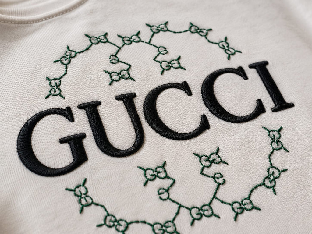 Gucci – Tricou alb cu logo brodat