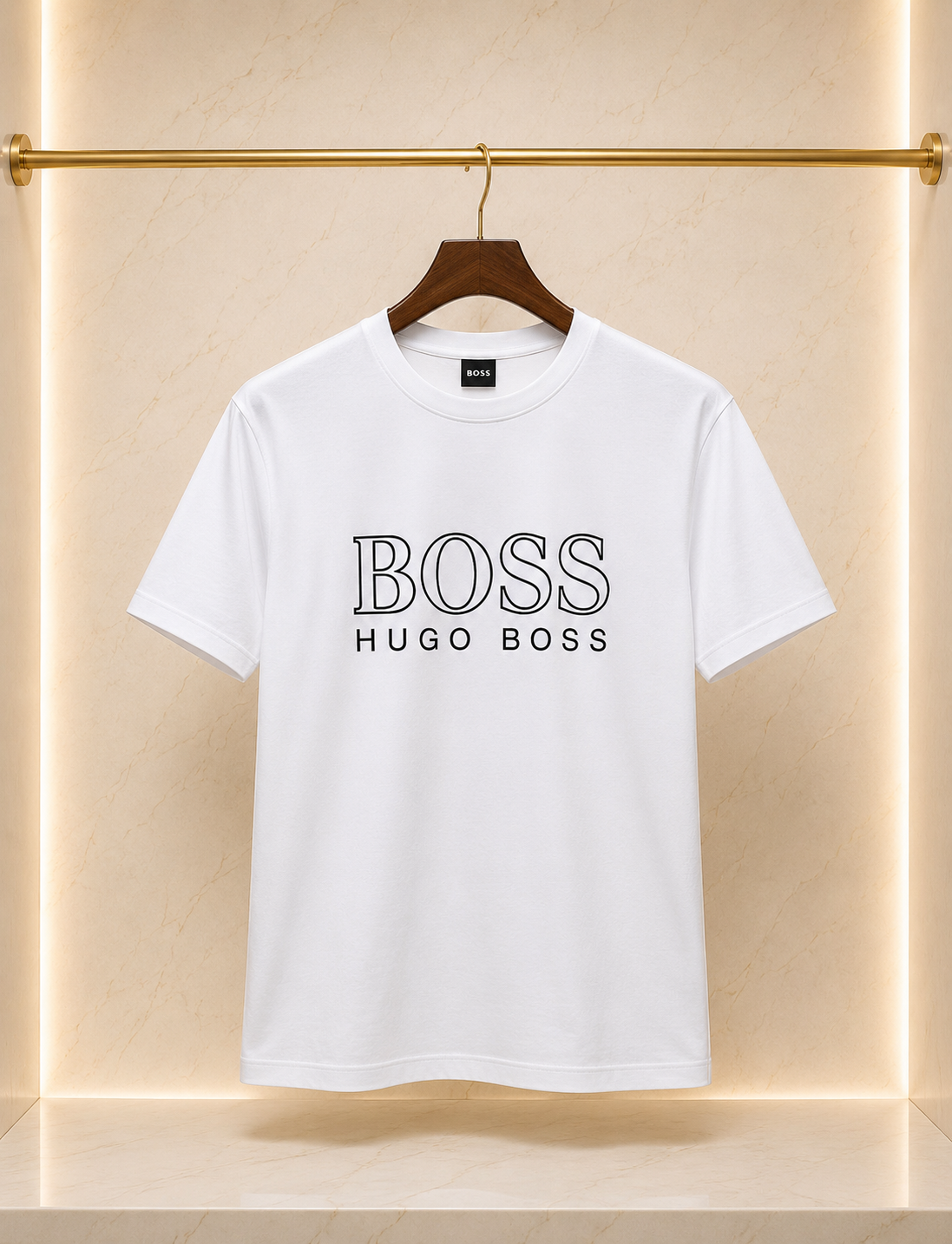 Hugo Boss – Tricou bărbătesc alb cu logo brodat