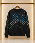 Louis Vuitton – Bluză bărbați neagră, logo multicolor imprimat în material