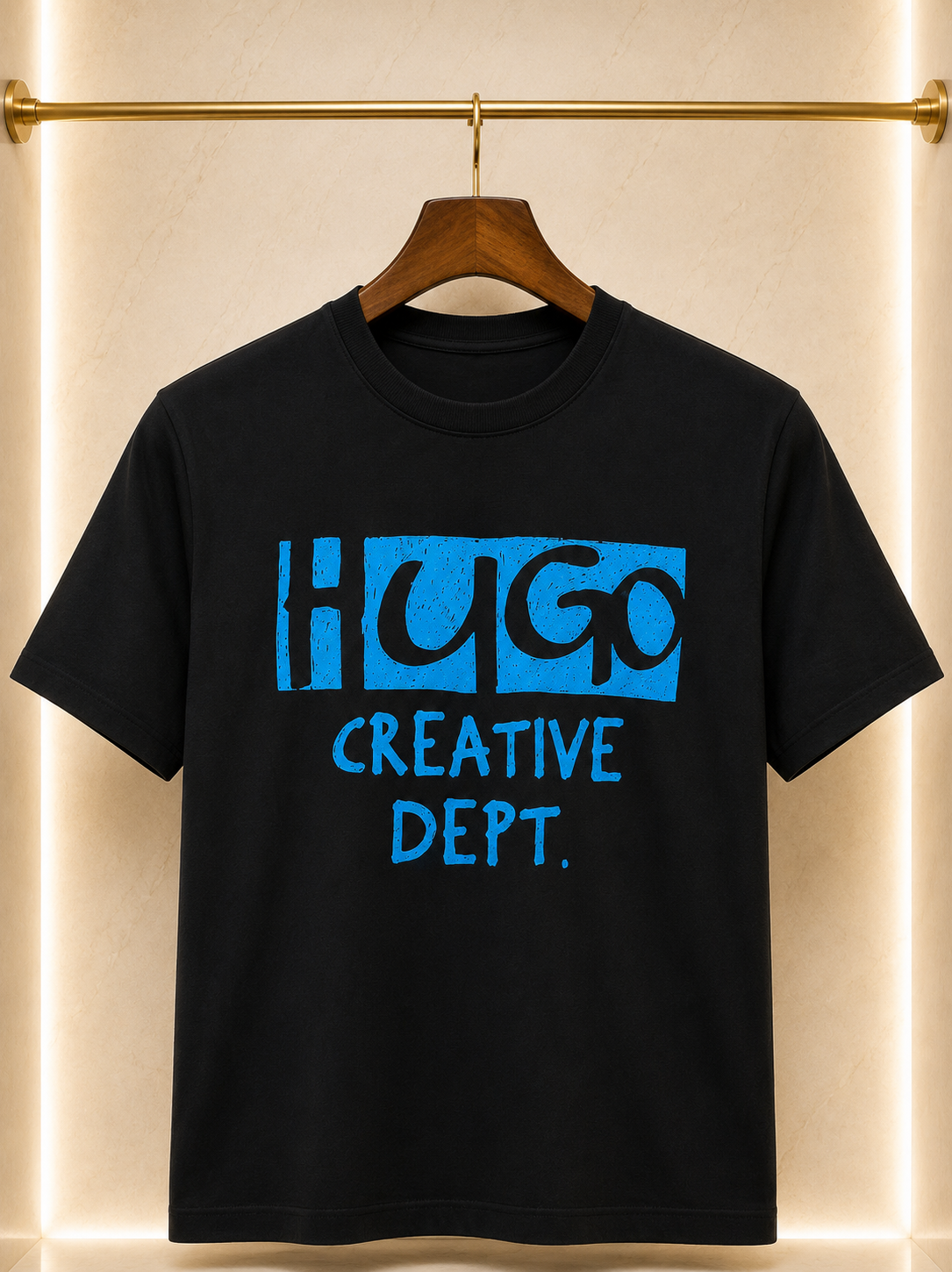 HUGO – Tricou bărbătesc negru din bumbac premium