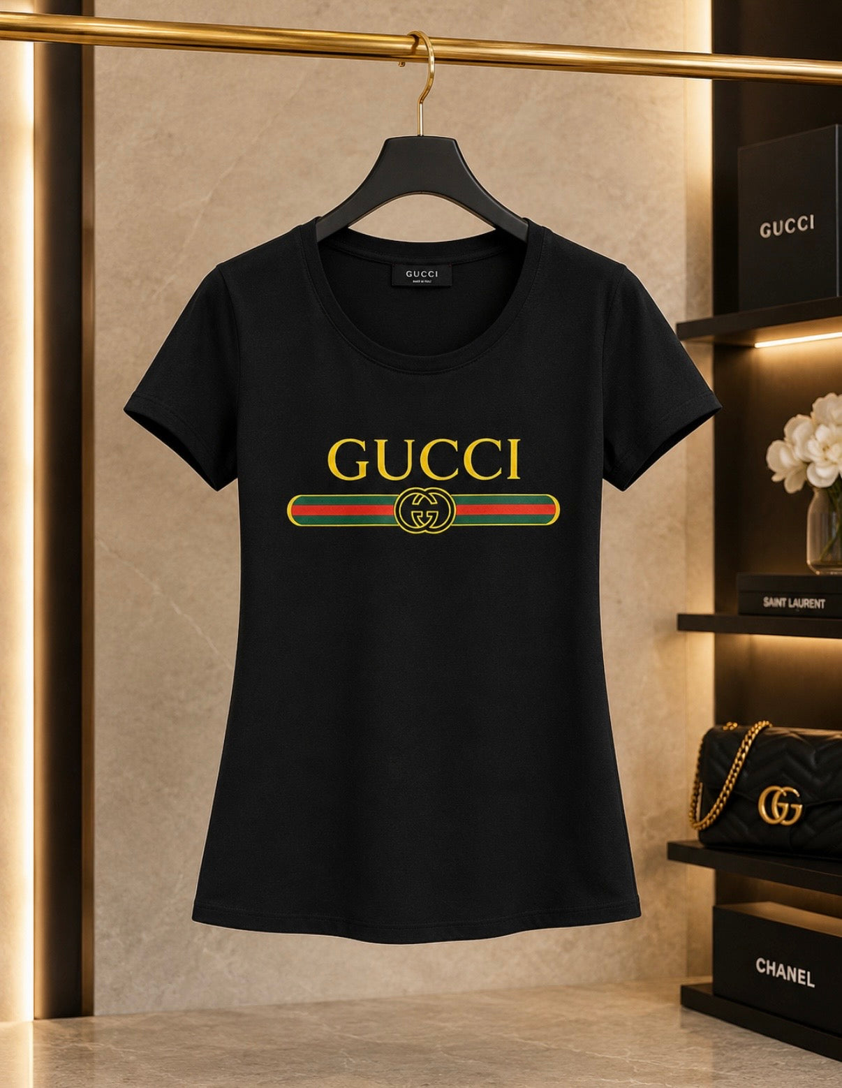 Women’s Gucci Stripe Logo T-Shirt – Black