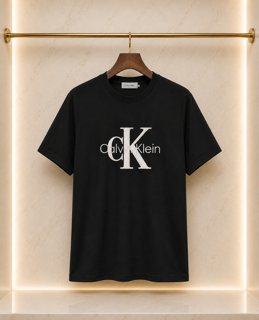 Calvin Klein – Tricou bărbătesc negru cu logo CK brodat