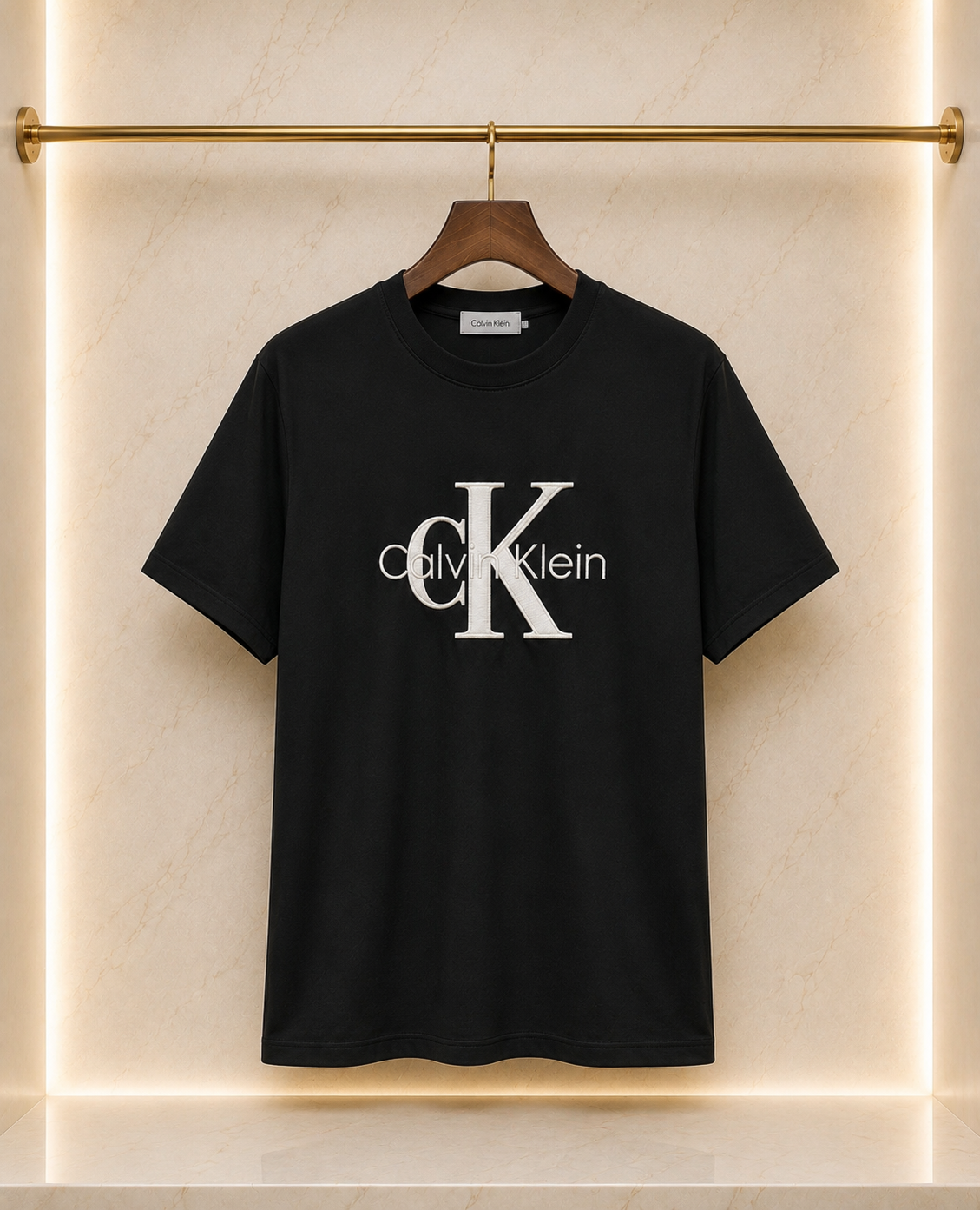 Calvin Klein – Tricou bărbătesc negru cu logo CK brodat