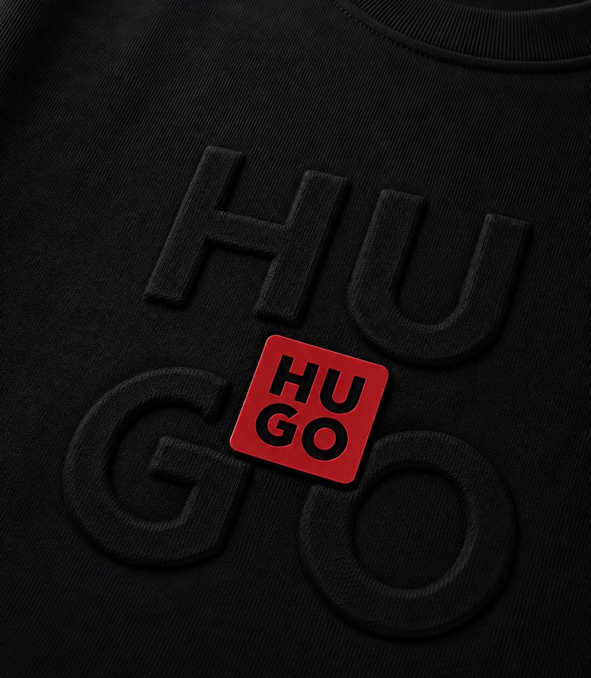Hugo Tricou Negru cu Logo Embosat