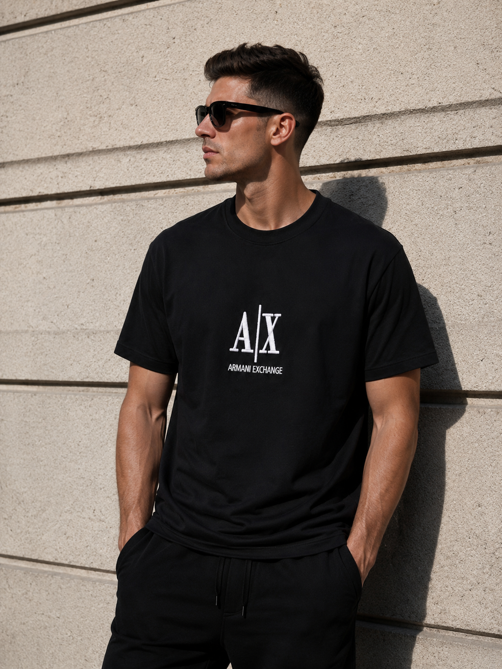 Armani Exchange Tricou - 100% Bumbac Premium Logo Brodat