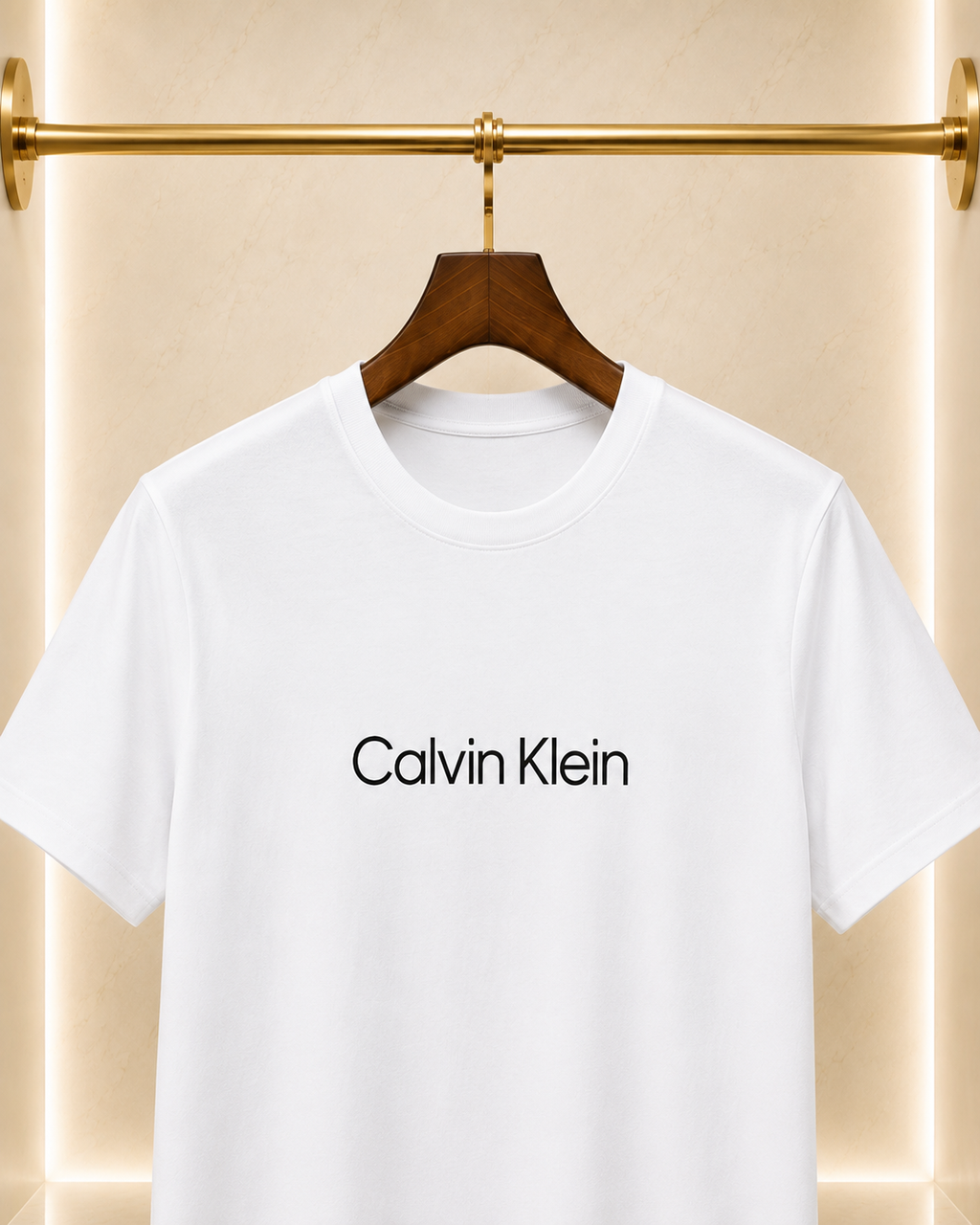 Calvin Klein Tricou Alb – Logo Cauciucat , Bumbac