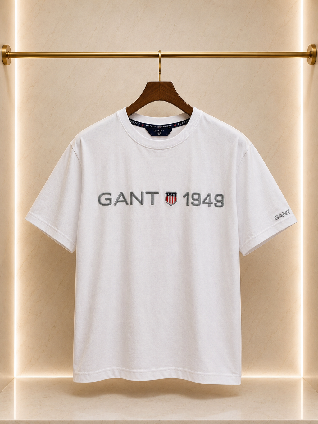 GANT Tricou Bărbați Alb 100% Bumbac Premium