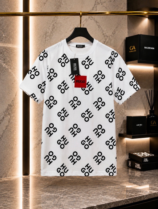 Hugo Boss White Pattern T-Shirt