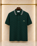 03-Lacoste – Tricou Polo Verde cu Model Geometric și Logo Brodat