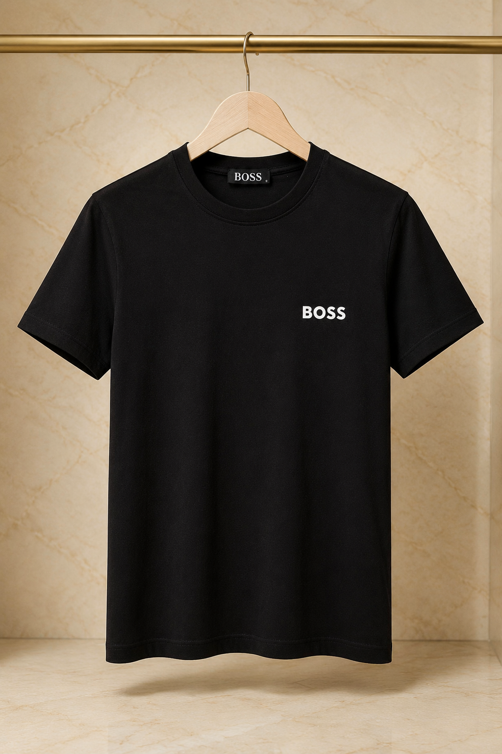 BOSS Tricou Negru Bărbați – Bumbac Premium, Logo Aplicat