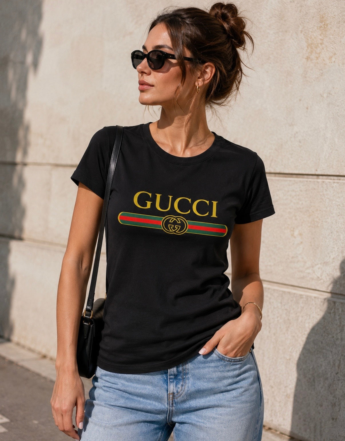 Women’s Gucci Stripe Logo T-Shirt – Black