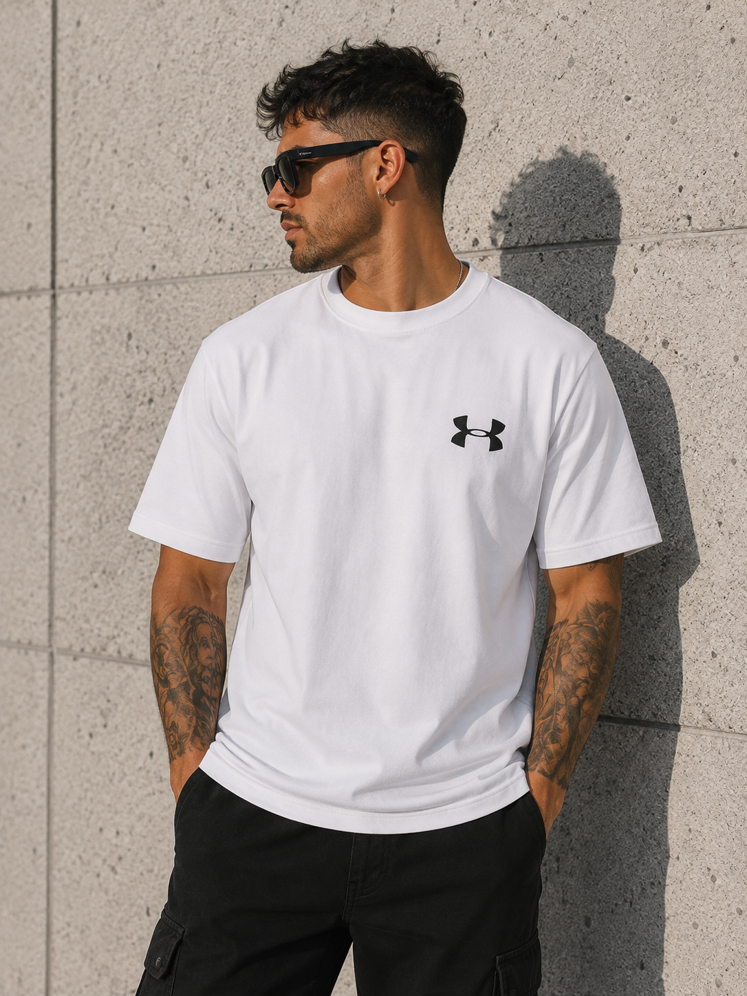 Under Armour Tricou Bărbați Alb 100% Bumbac Premium