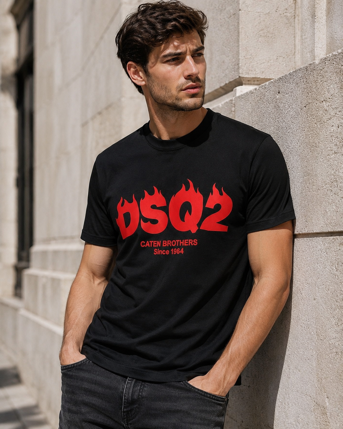 DSQUARED2 – Tricou bărbătesc negru din bumbac premium
