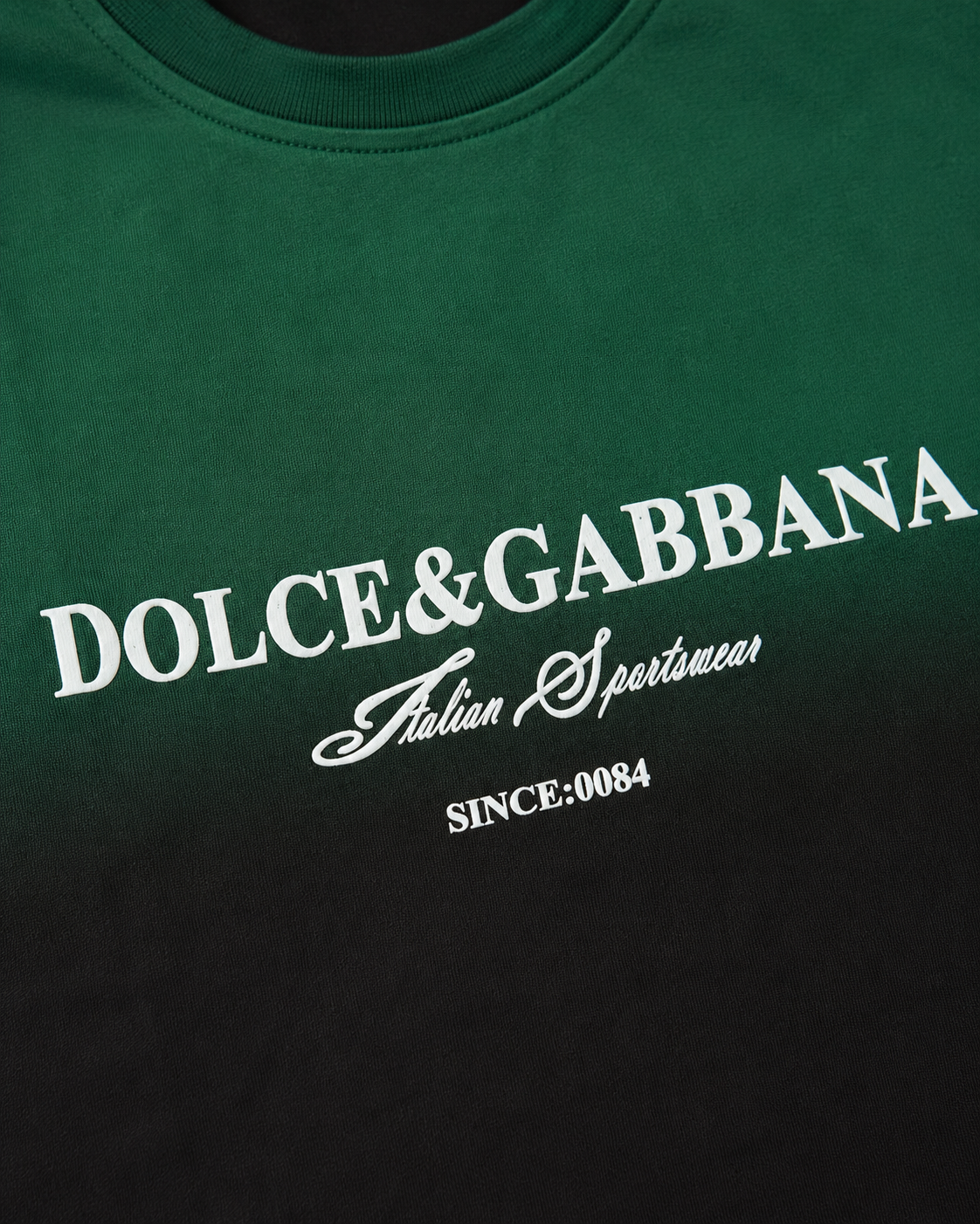 Dolce & Gabbana Tricou Bărbați Verde/ Negru Degrade 100% Bumbac Premium