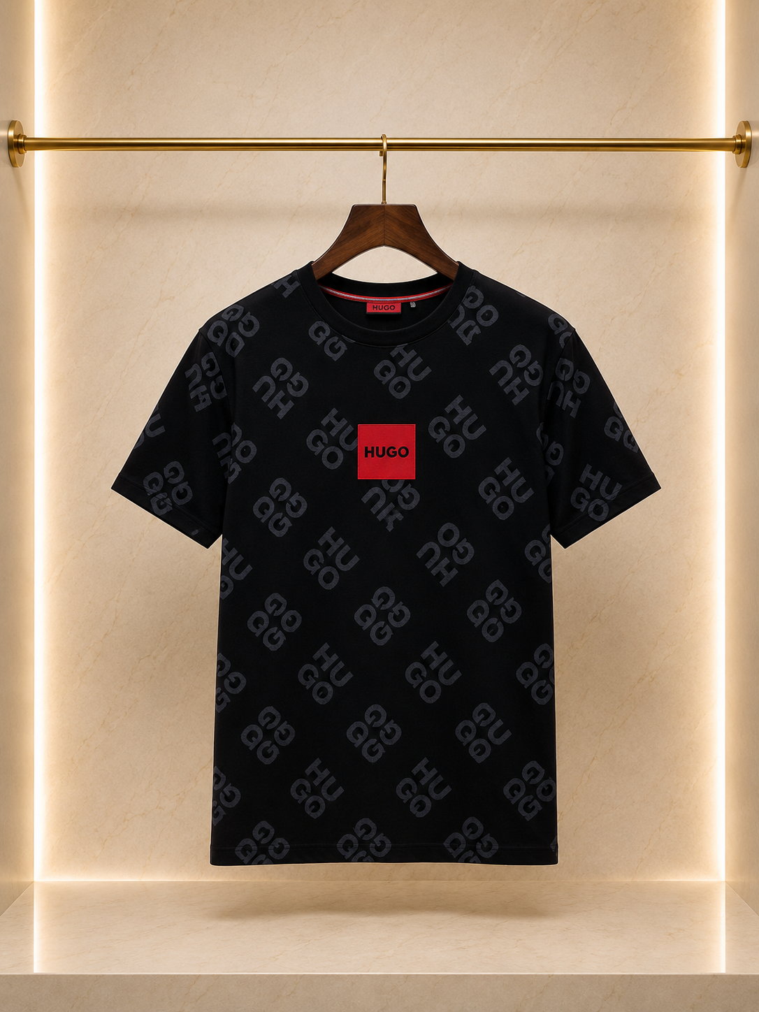 HUGO Tricou bărbătesc negru