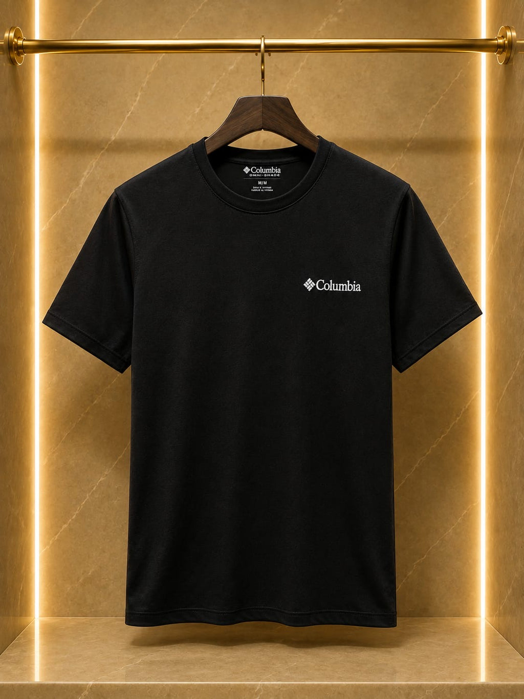 Columbia – Tricou negru cu logo brodat