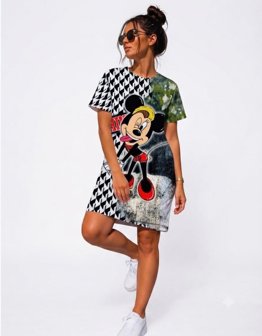Rochie Mickey Mouse Alb/Negru over size
