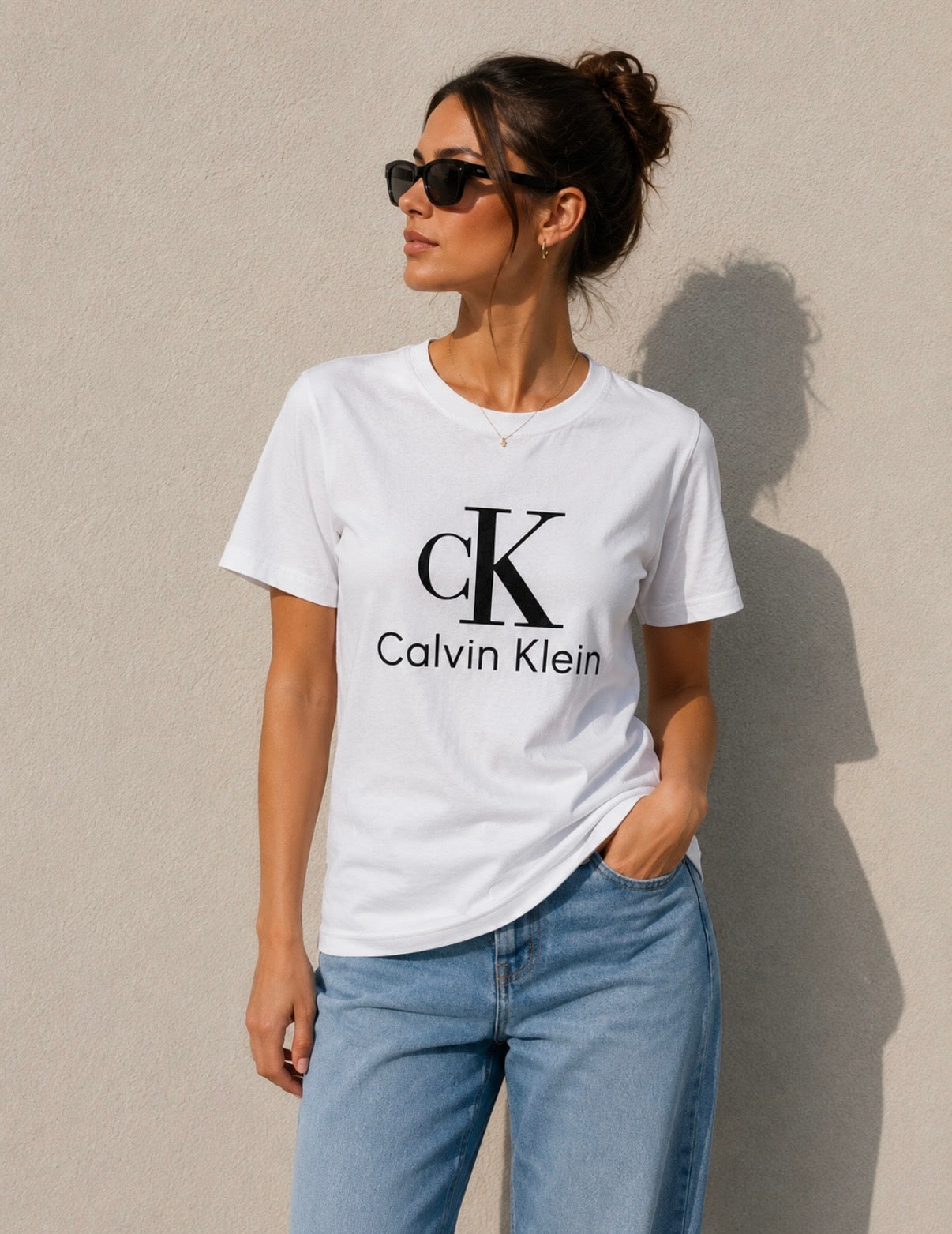 Women’s Calvin Klein White T-Shirt – Black Logo