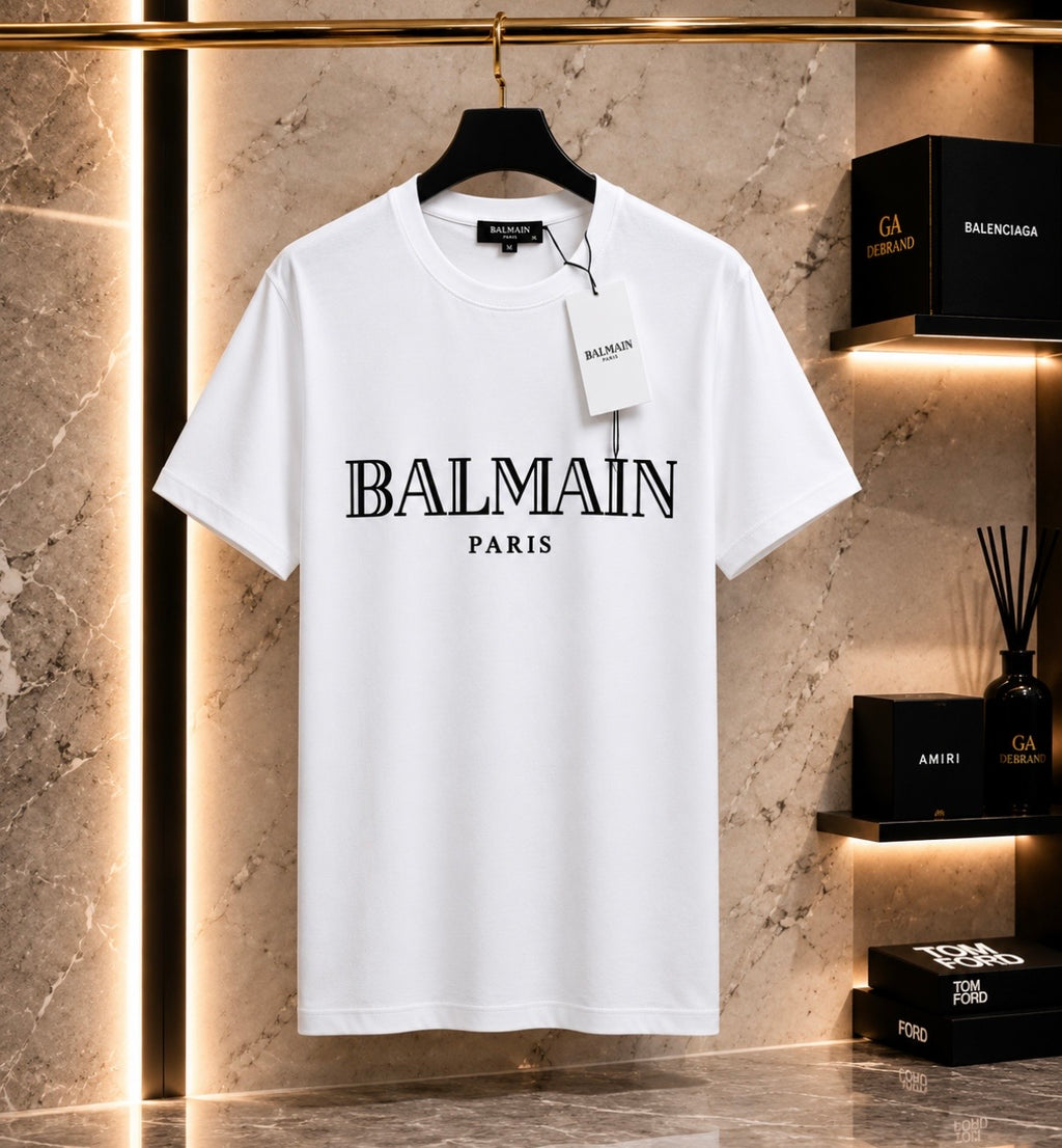 Balmain Paris Alb – Tricou Barbati