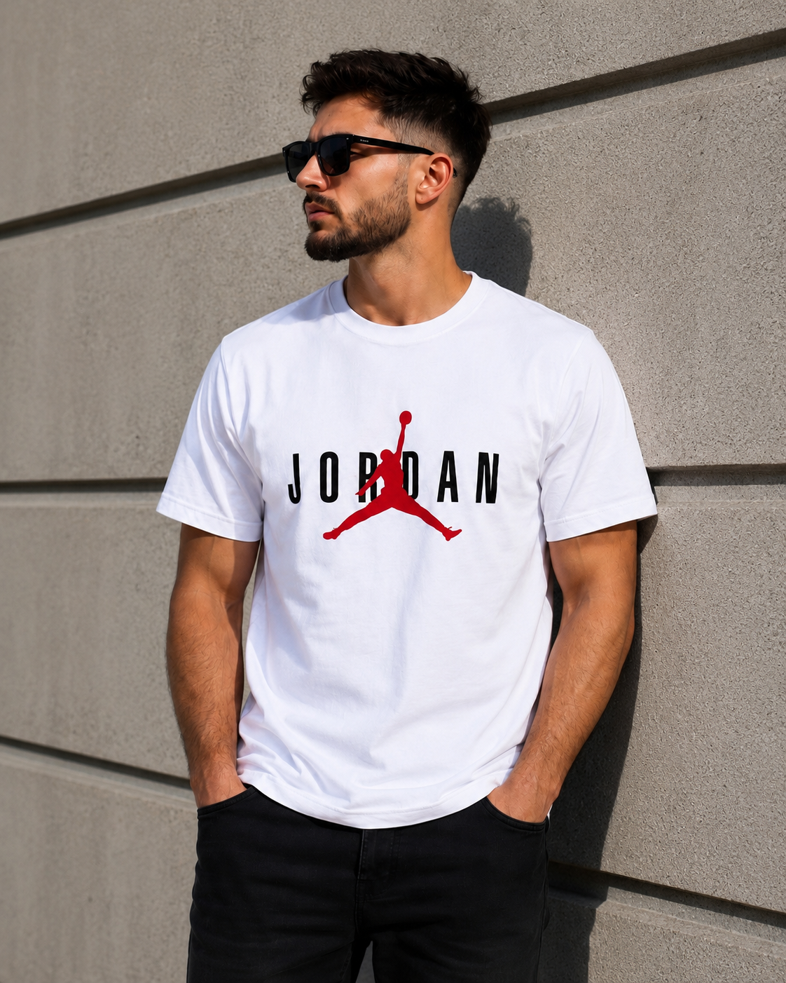 Jordan – Tricou bărbătesc alb cu logo imprimat