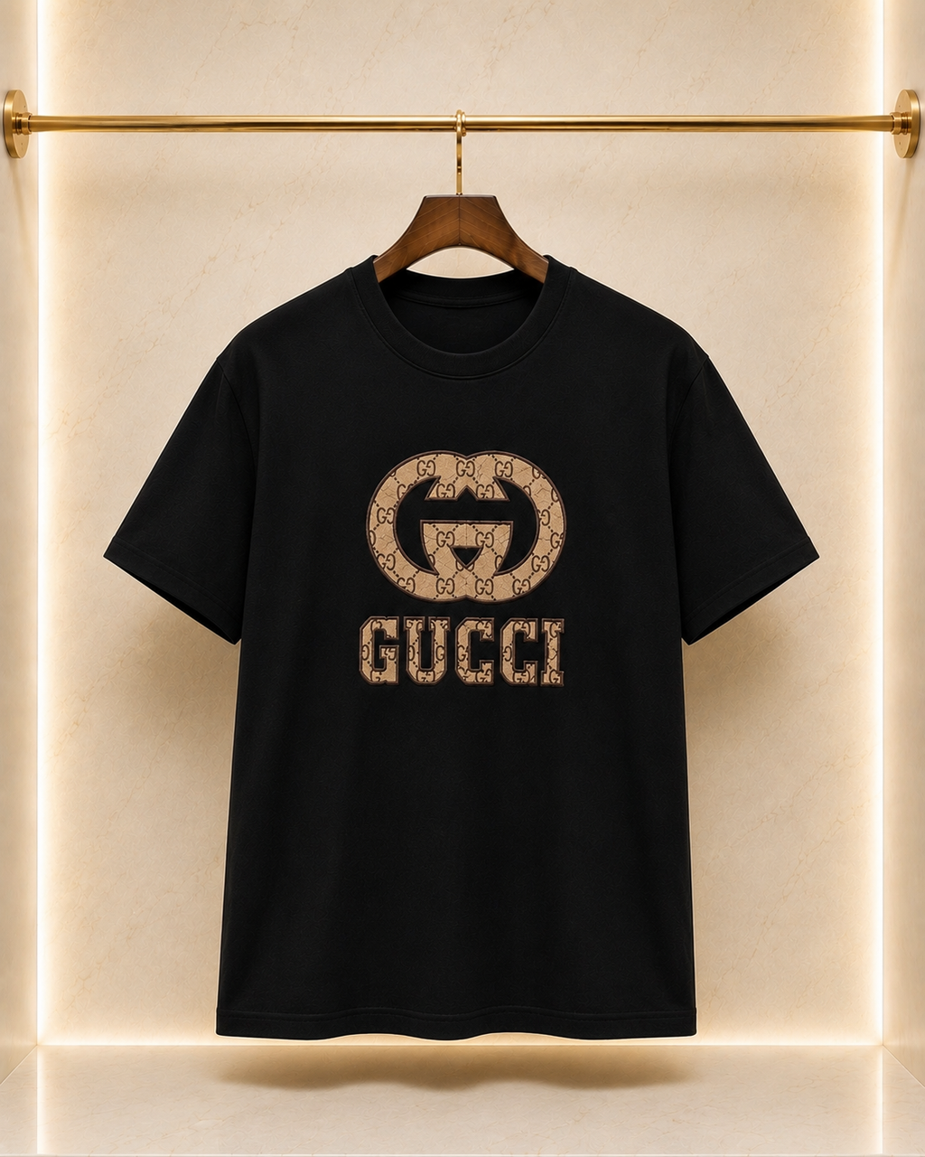 Gucci – Tricou bărbătesc negru cu logo brodat