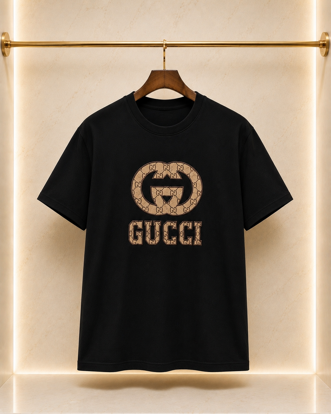 Gucci – Tricou bărbătesc negru cu logo brodat
