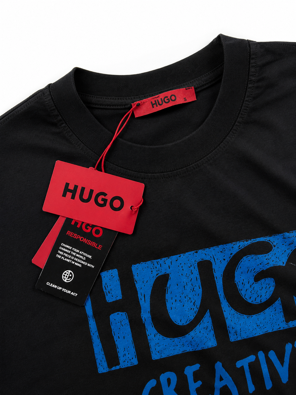 HUGO – Tricou bărbătesc negru din bumbac premium