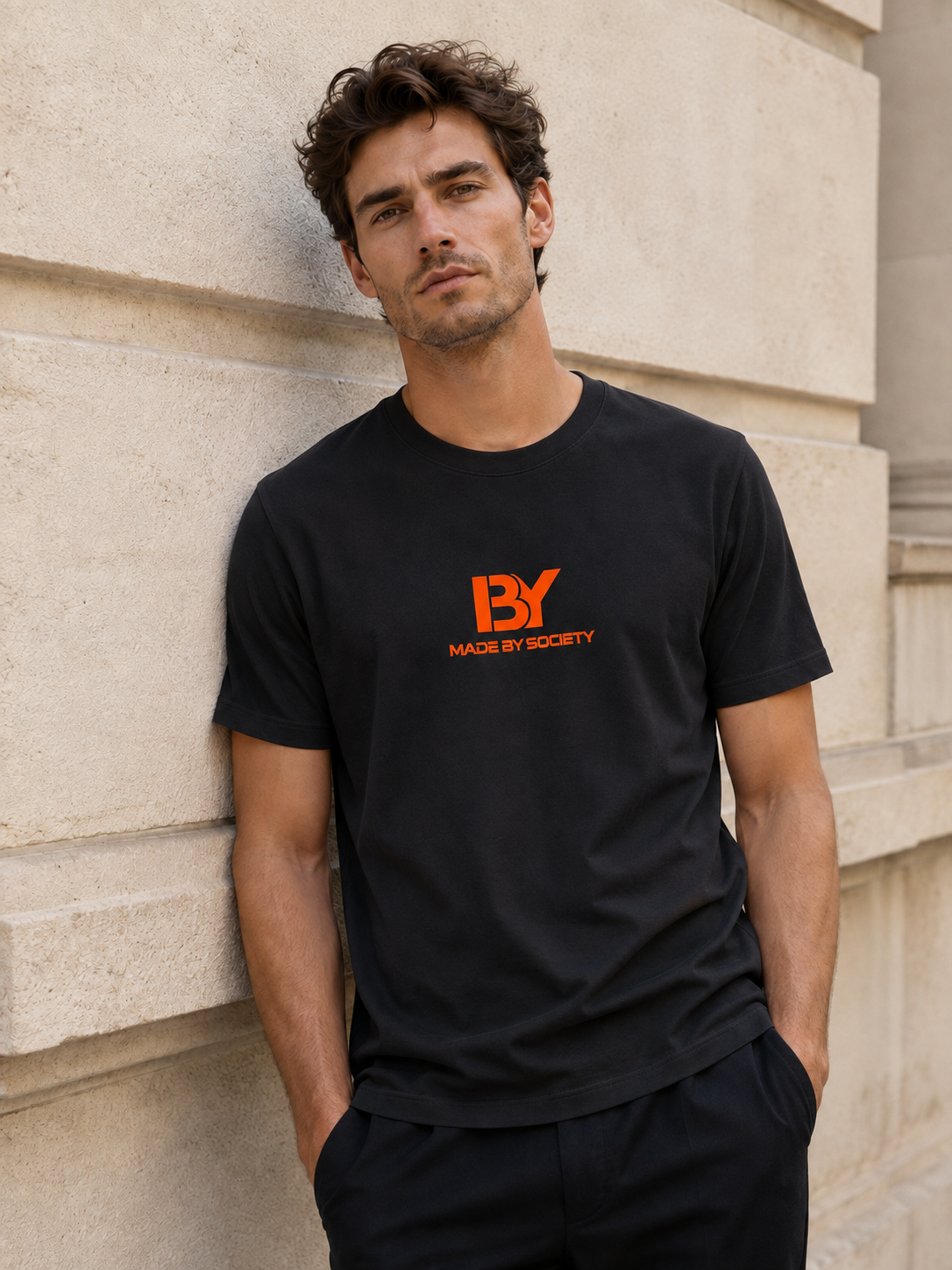 Made by Society Tricou Bărbați Negru 100% Bumbac Premium